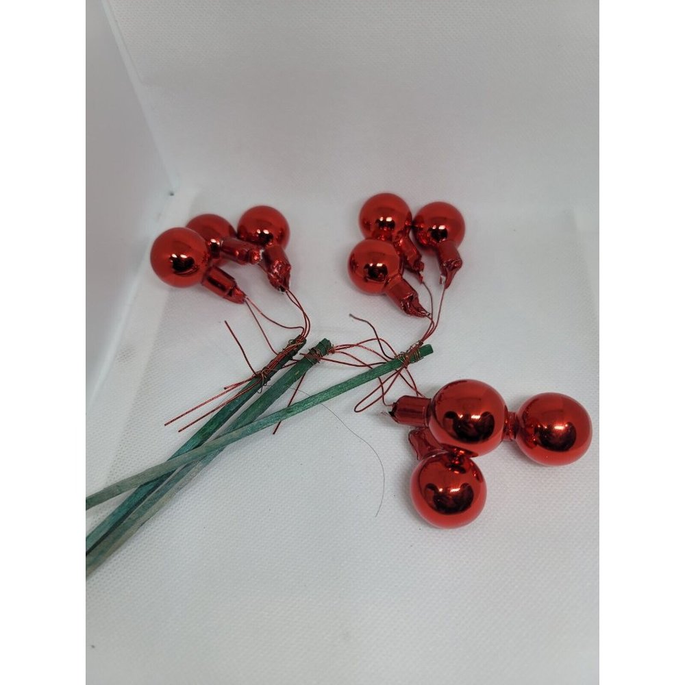 Vintage Christmas Mercury Glass Ornament Picks Red